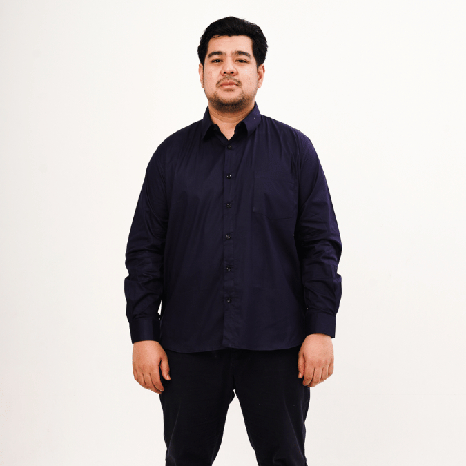 BIGG FELLAS Basic Poplin Stretch Long Sleeve Shirt Pria Big Size