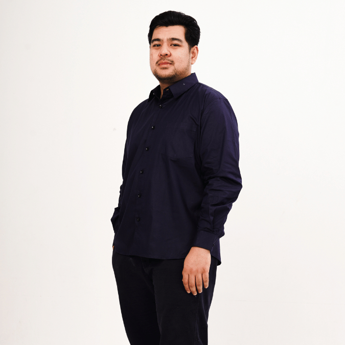 BIGG FELLAS Basic Poplin Stretch Long Sleeve Shirt Pria Big Size