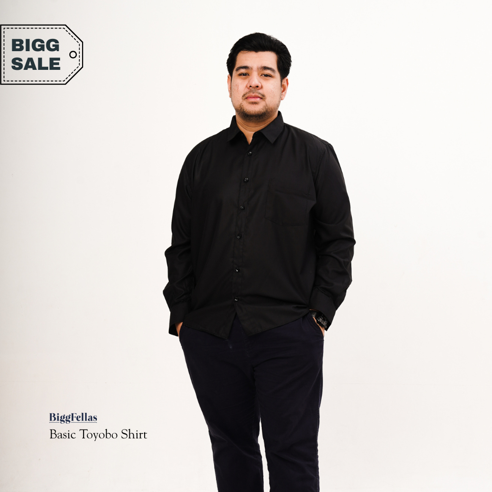 BIGG FELLAS Basic Toyobo Long Sleeve Shirt Pria Big Size