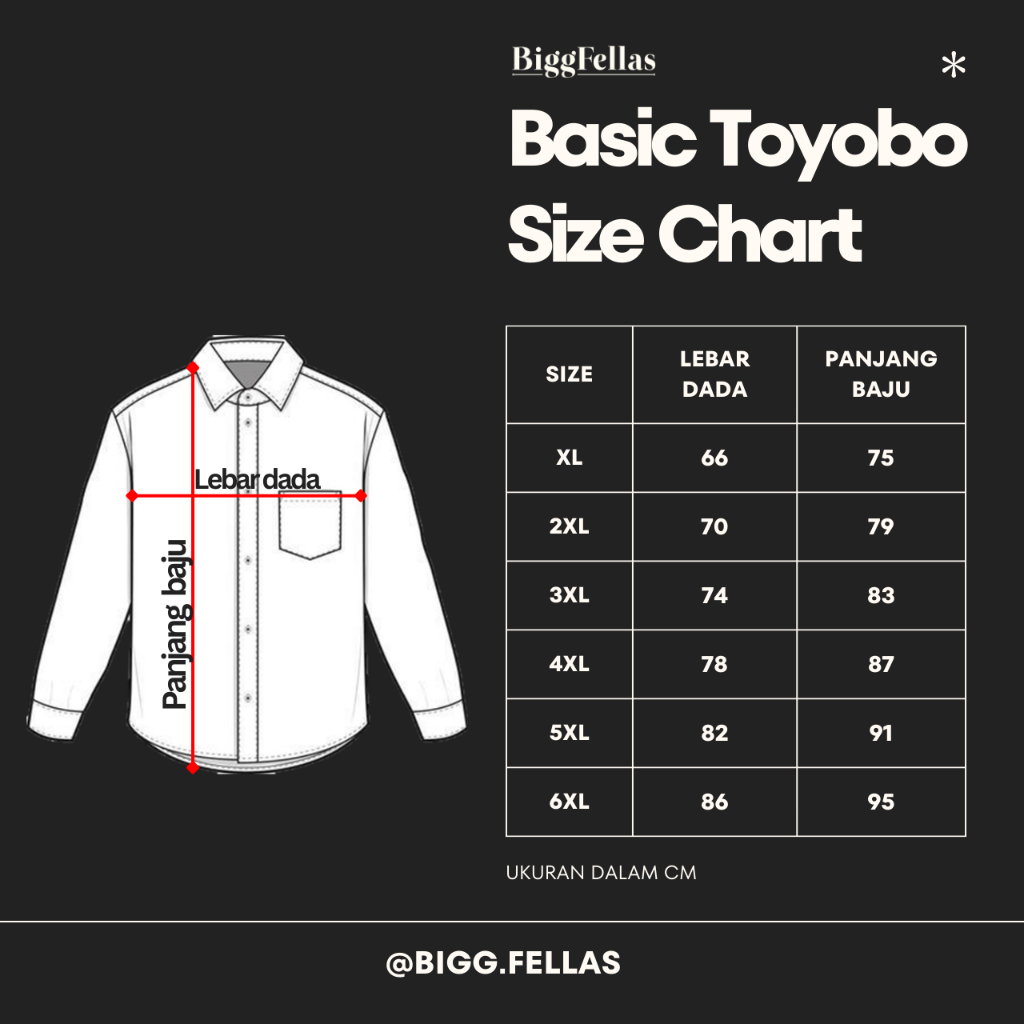 BIGG FELLAS Basic Toyobo Long Sleeve Shirt Pria Big Size