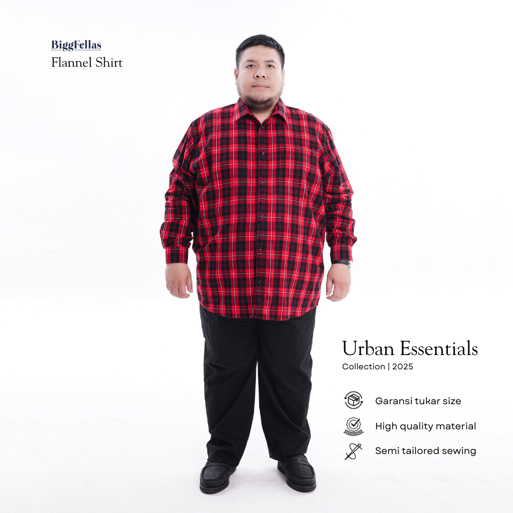 BIGG FELLAS Kemeja Pria Big Size Lengan Panjang Basic Flannel