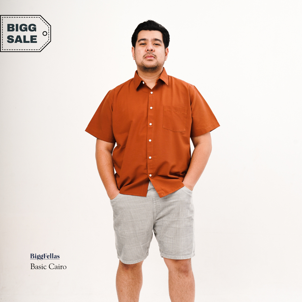 BIGG FELLAS Basic Cairo Textured Short Sleeve Shirt Pria Big Size