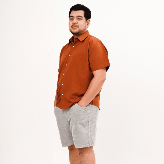 BIGG FELLAS Basic Cairo Textured Short Sleeve Shirt Pria Big Size