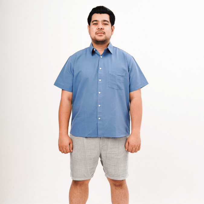 BIGG FELLAS Basic Cairo Textured Short Sleeve Shirt Pria Big Size