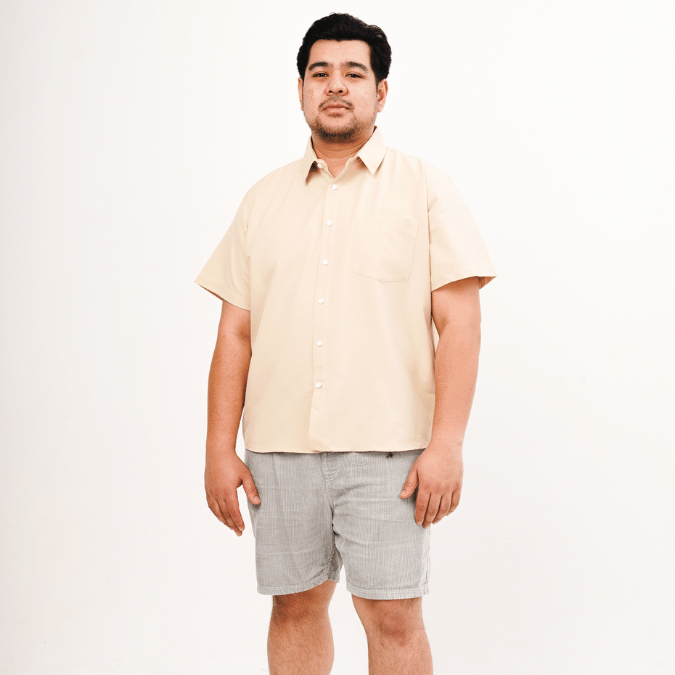 BIGG FELLAS Basic Cairo Textured Short Sleeve Shirt Pria Big Size