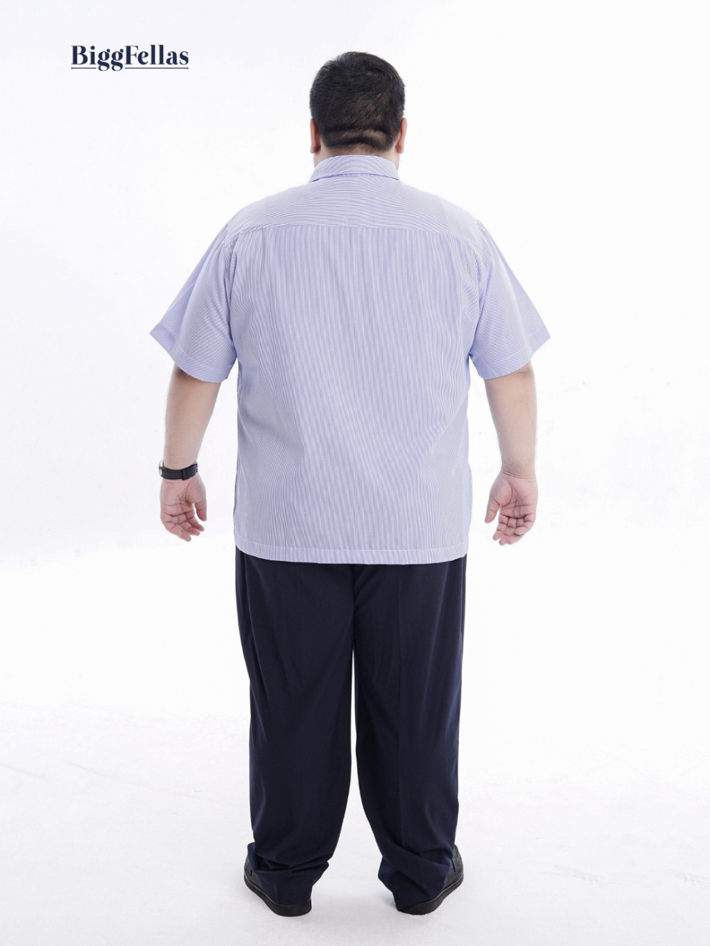 BIGG FELLAS Stripe Short Sleeve Shirt Kemeja Lengan Pendek Pria Jumbo Big Size