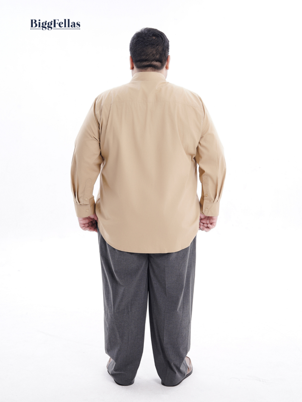 BIGG FELLAS Premium Poplin Shirt Cream Kemeja Lengan Panjang Jumbo Pria Big Size