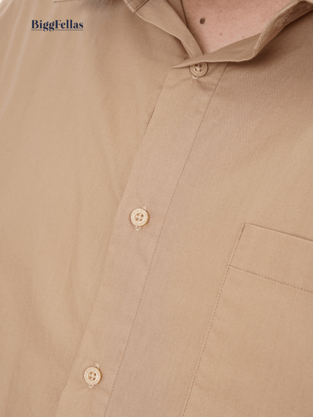 BIGG FELLAS Premium Poplin Shirt Cream Kemeja Lengan Panjang Jumbo Pria Big Size