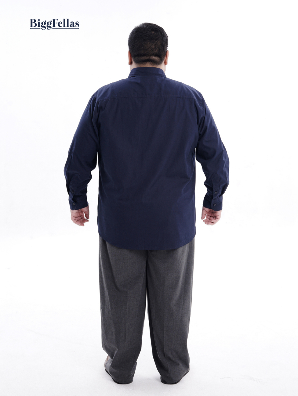 BIGG FELLAS Premium Poplin Shirt Navy Kemeja Lengan Panjang Jumbo Pria Big Size