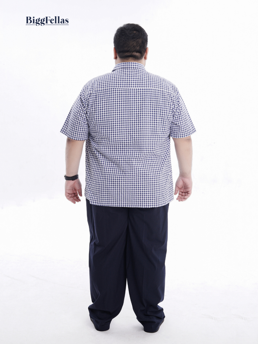BIGG FELLAS Gingham Short Sleeve Shirt Kemeja Lengan Pendek Pria Jumbo Big Size
