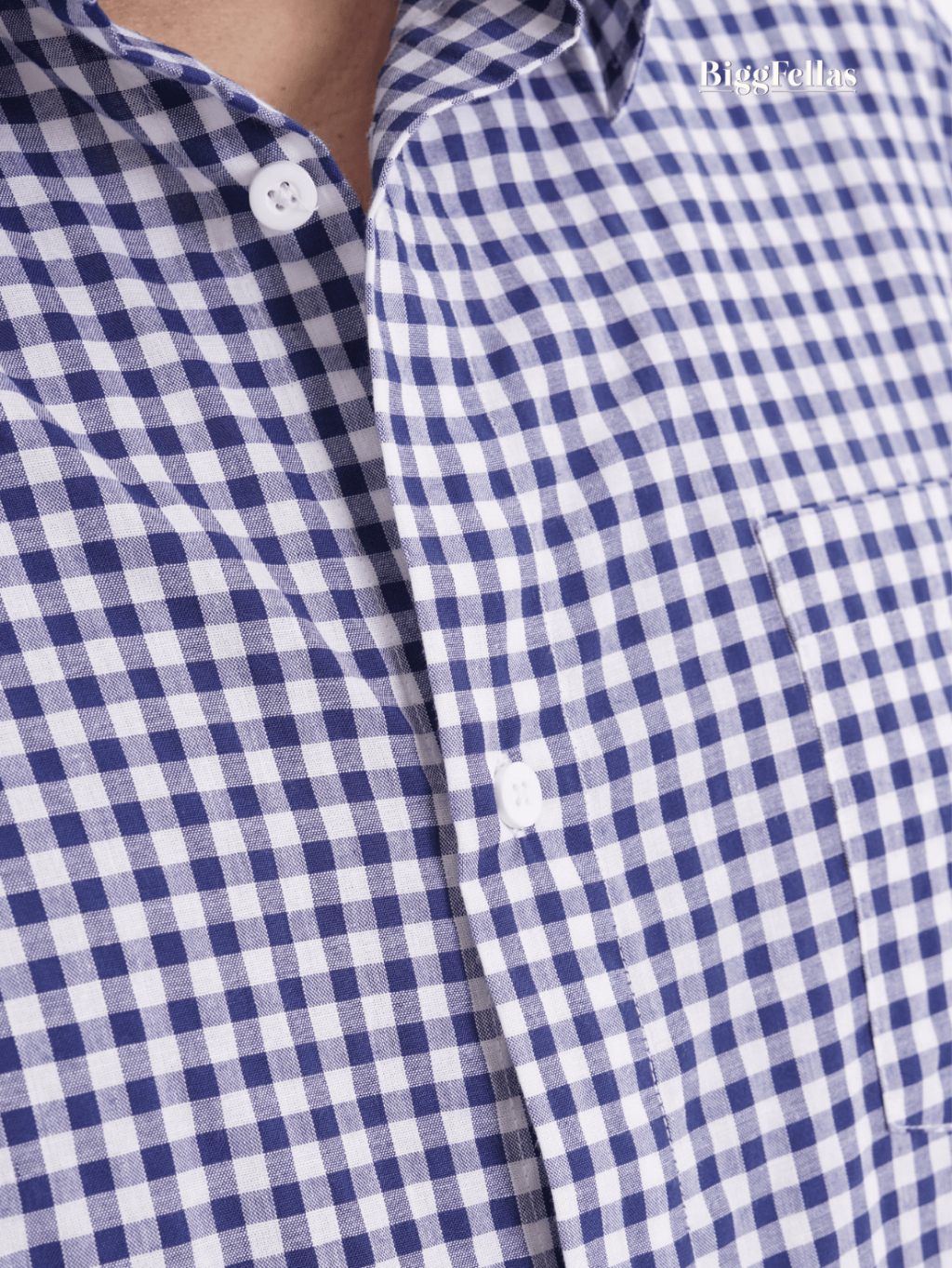 BIGG FELLAS Gingham Short Sleeve Shirt Kemeja Lengan Pendek Pria Jumbo Big Size