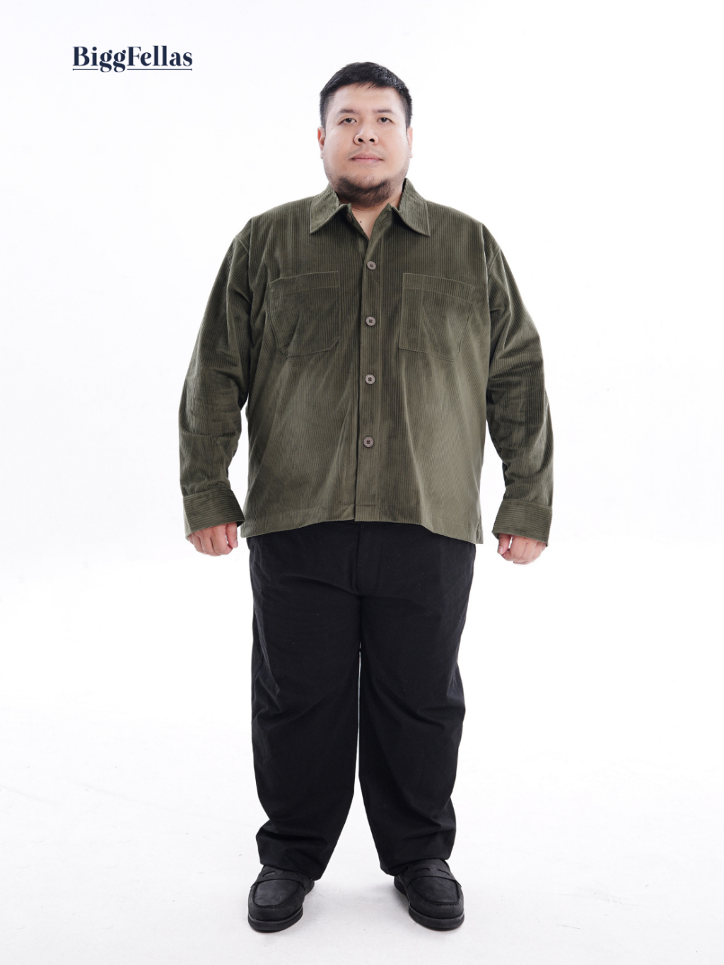 BIGG FELLAS Outer Corduroy Pria Kemeja Outer Pria Jumbo Big Size