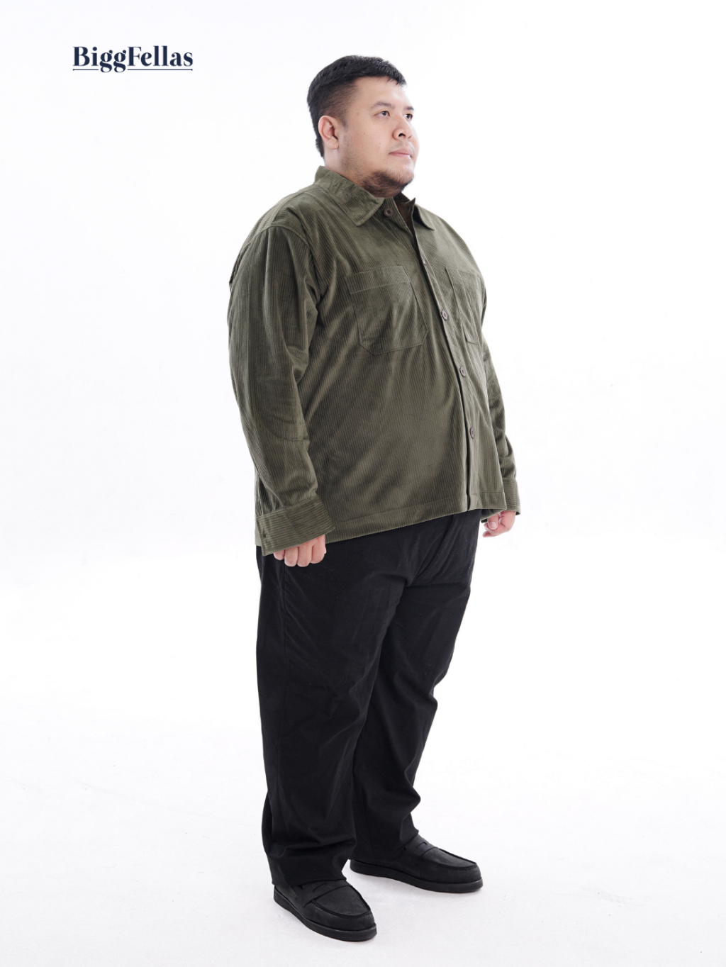 BIGG FELLAS Outer Corduroy Pria Kemeja Outer Pria Jumbo Big Size