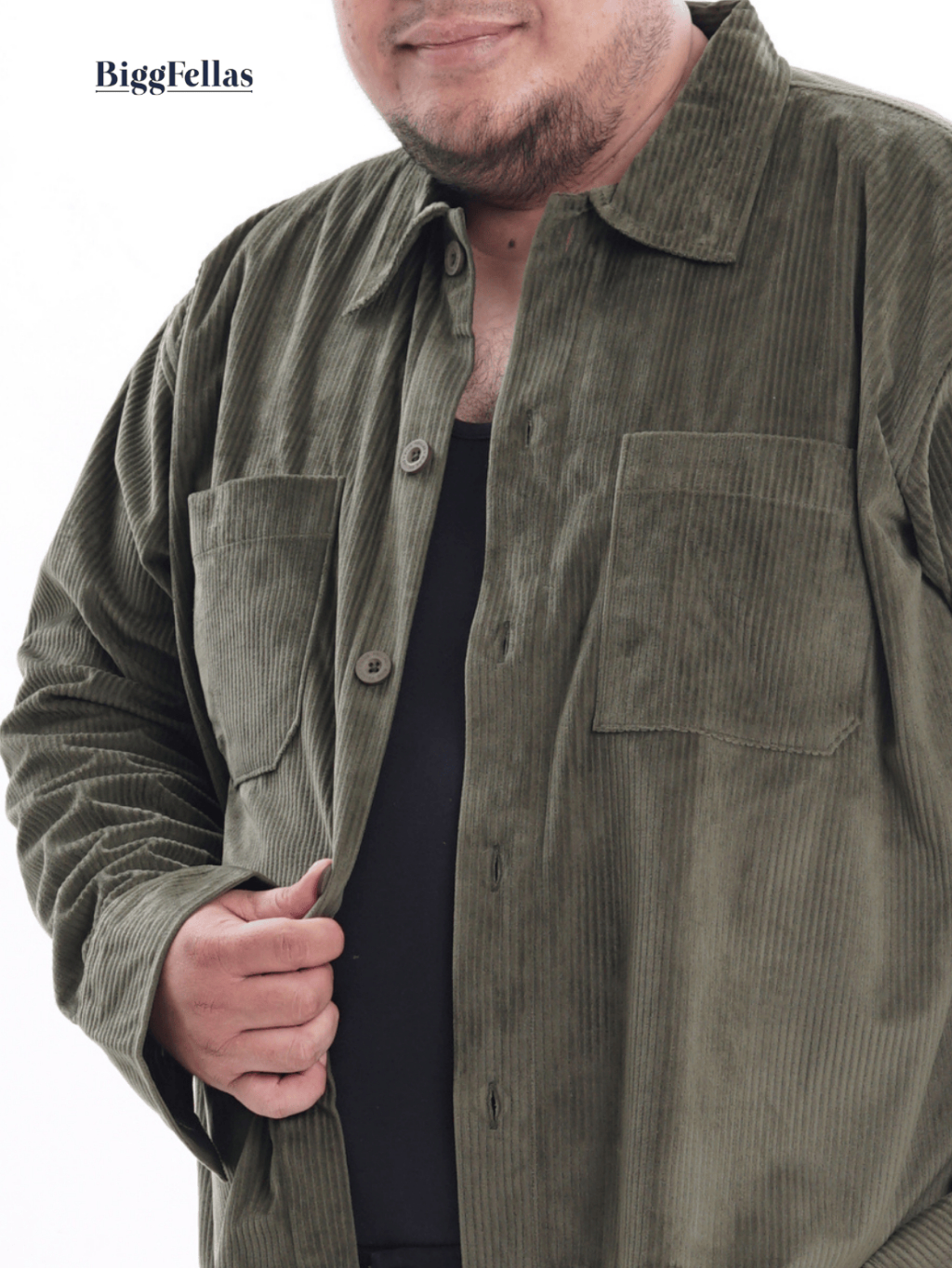 BIGG FELLAS Outer Corduroy Pria Kemeja Outer Pria Jumbo Big Size