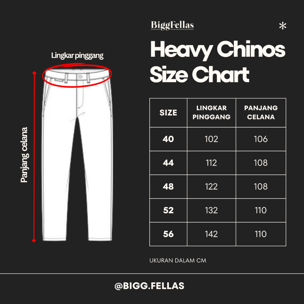 BIGG FELLAS Heavy Chinos Pants Celana Chinos Pria Big Size