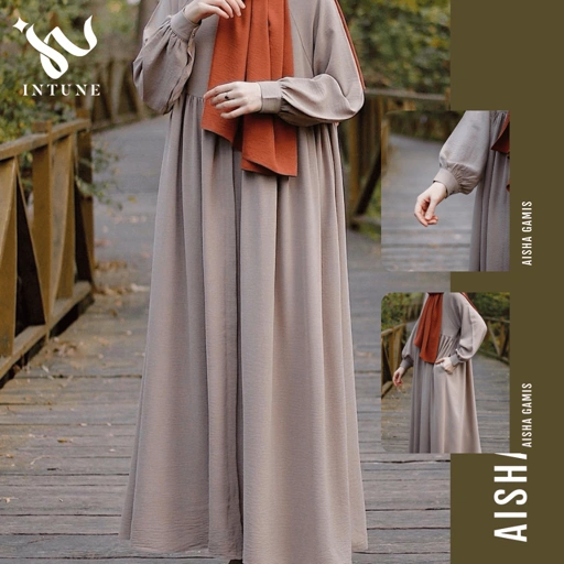 Image of INTUNE HIJAB AISHA GAMIS PREMIUM CRINKLE AIR FLOW ABAYA SIMPLE 