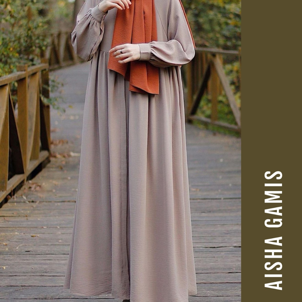 INTUNE HIJAB AISHA GAMIS PREMIUM CRINKLE AIR FLOW ABAYA SIMPLE