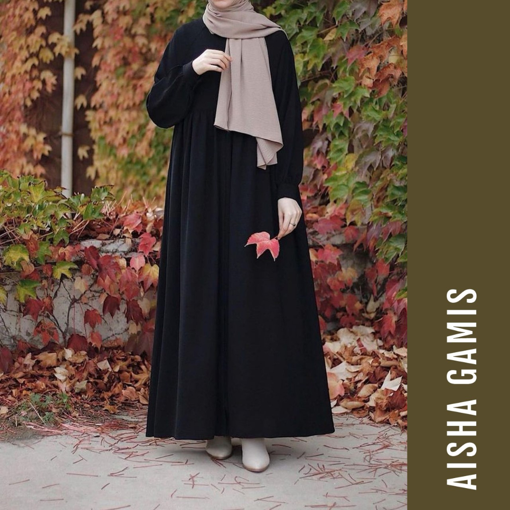 INTUNE HIJAB AISHA GAMIS PREMIUM CRINKLE AIR FLOW ABAYA SIMPLE