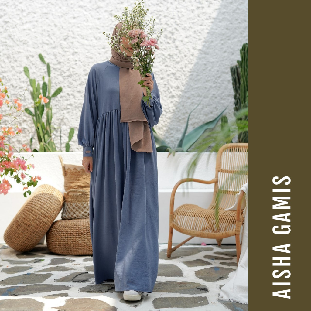 INTUNE HIJAB AISHA GAMIS PREMIUM CRINKLE AIR FLOW ABAYA SIMPLE
