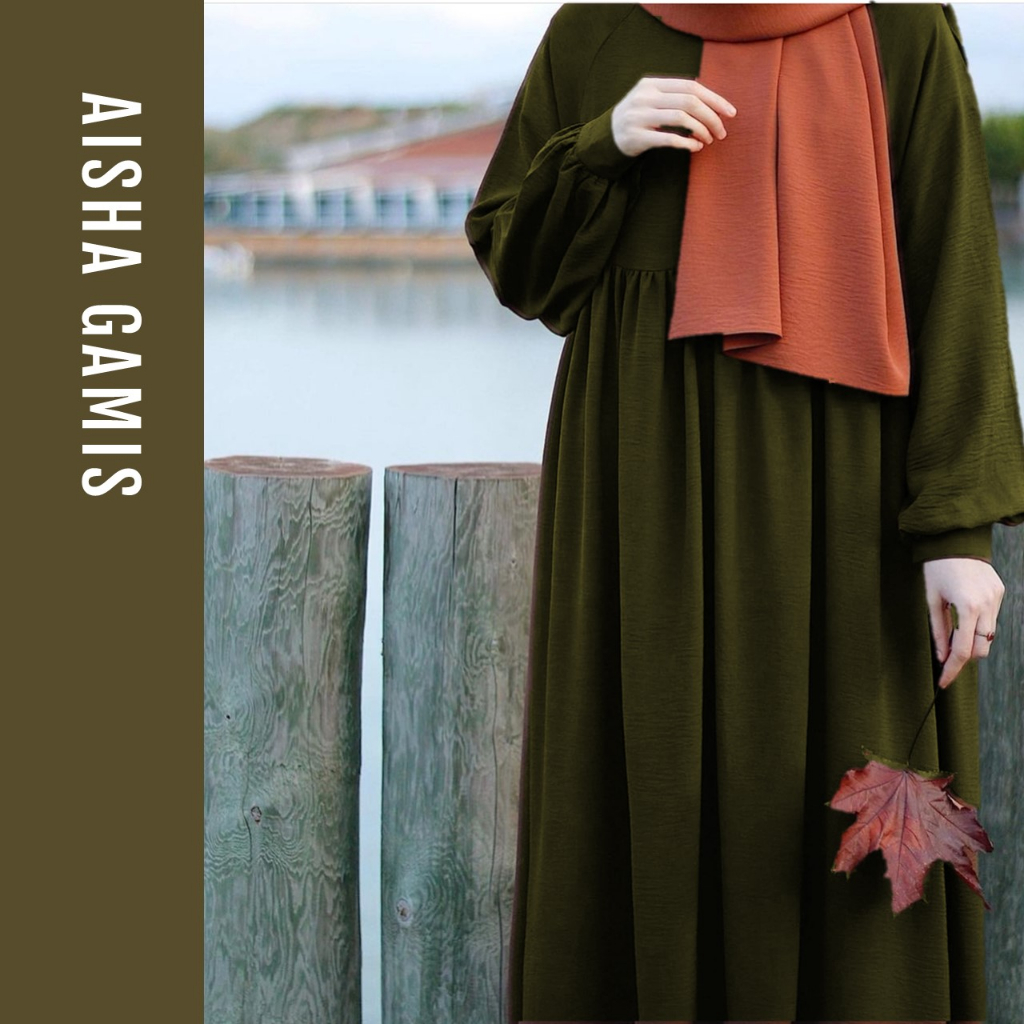 INTUNE HIJAB AISHA GAMIS PREMIUM CRINKLE AIR FLOW ABAYA SIMPLE