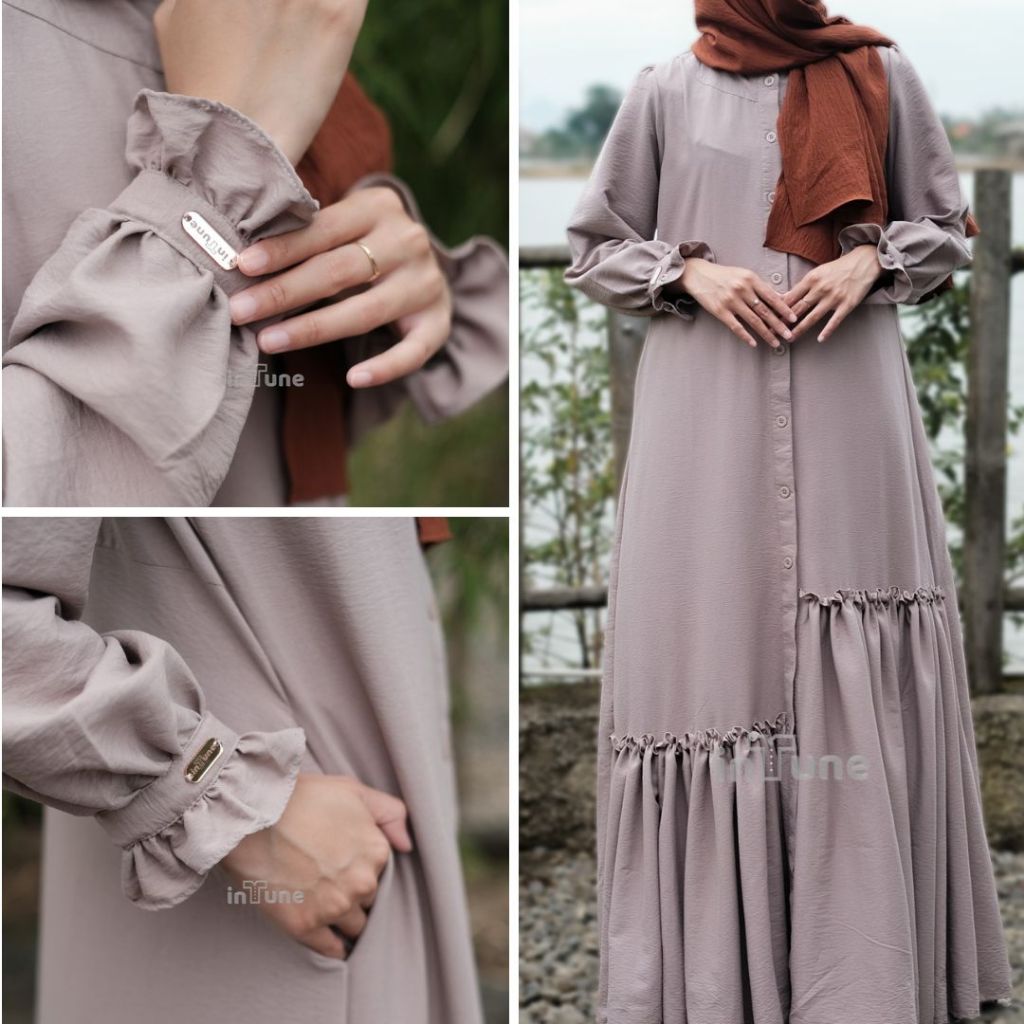 Intune Hijab Danya Gamis Premium Jasmine Air Flow Polos Abaya Simple Elegan & Syar'i