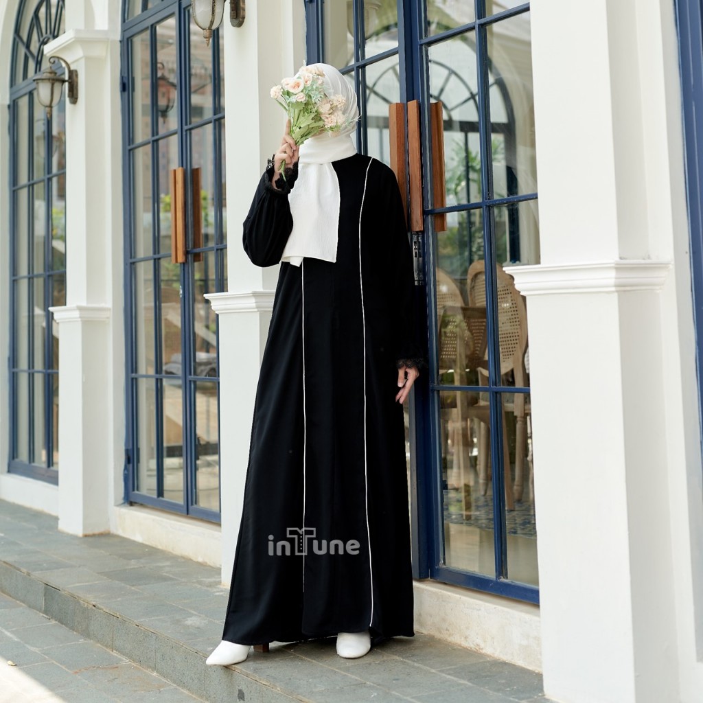 INTUNE HIJAB SHAIMA GAMIS ABAYA JET BLACK ARABIAN