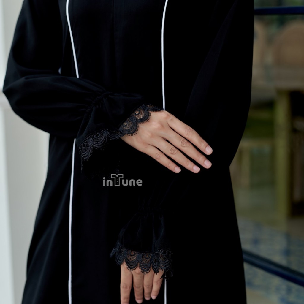INTUNE HIJAB SHAIMA GAMIS ABAYA JET BLACK ARABIAN