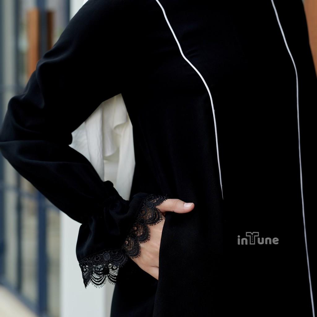 INTUNE HIJAB SHAIMA GAMIS ABAYA JET BLACK ARABIAN