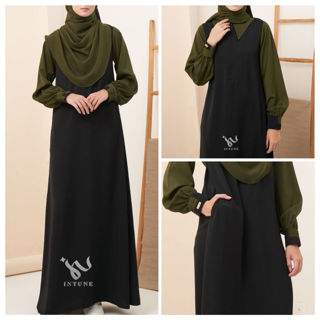 INTUNE HIJAB IQLIMA GAMIS UMROH POLOS PREMIUM KOMBINASI WARNA