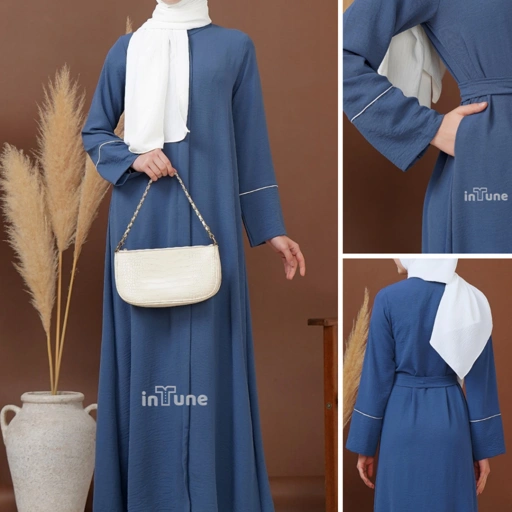 Image of Intune Hijab Salbia Gamis Crinkle Air Flow Polos Abaya Premium Simple Elegan & Syar'i