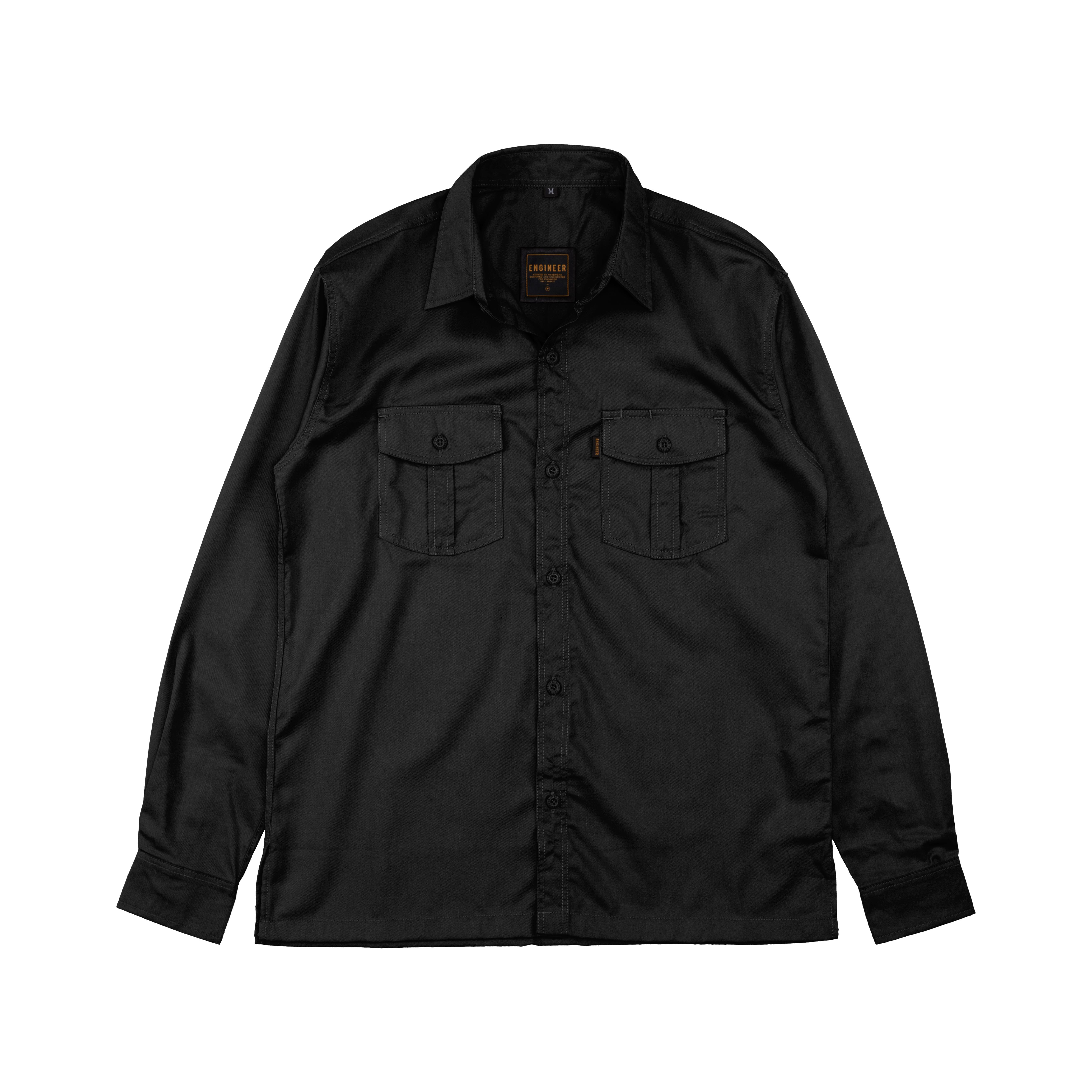 BASIC BLACK LS - Workshirt Basic Regular