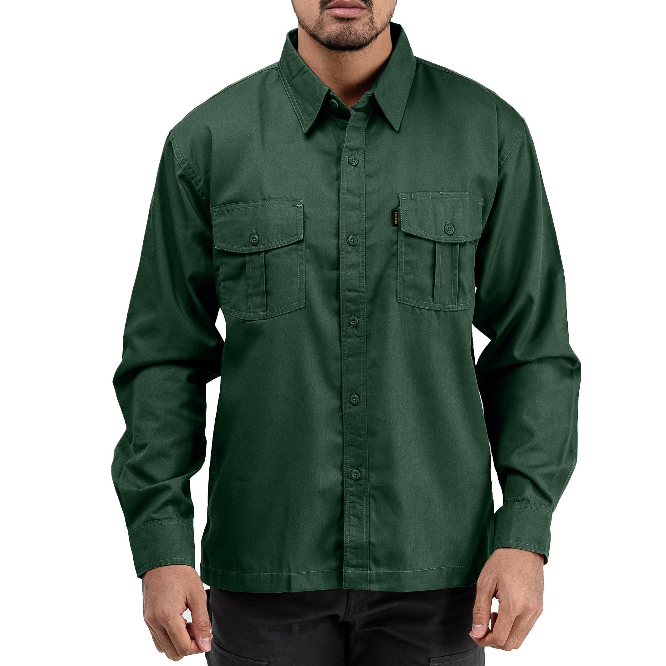 BASIC GREEN LS - Workshirt Basic Regular