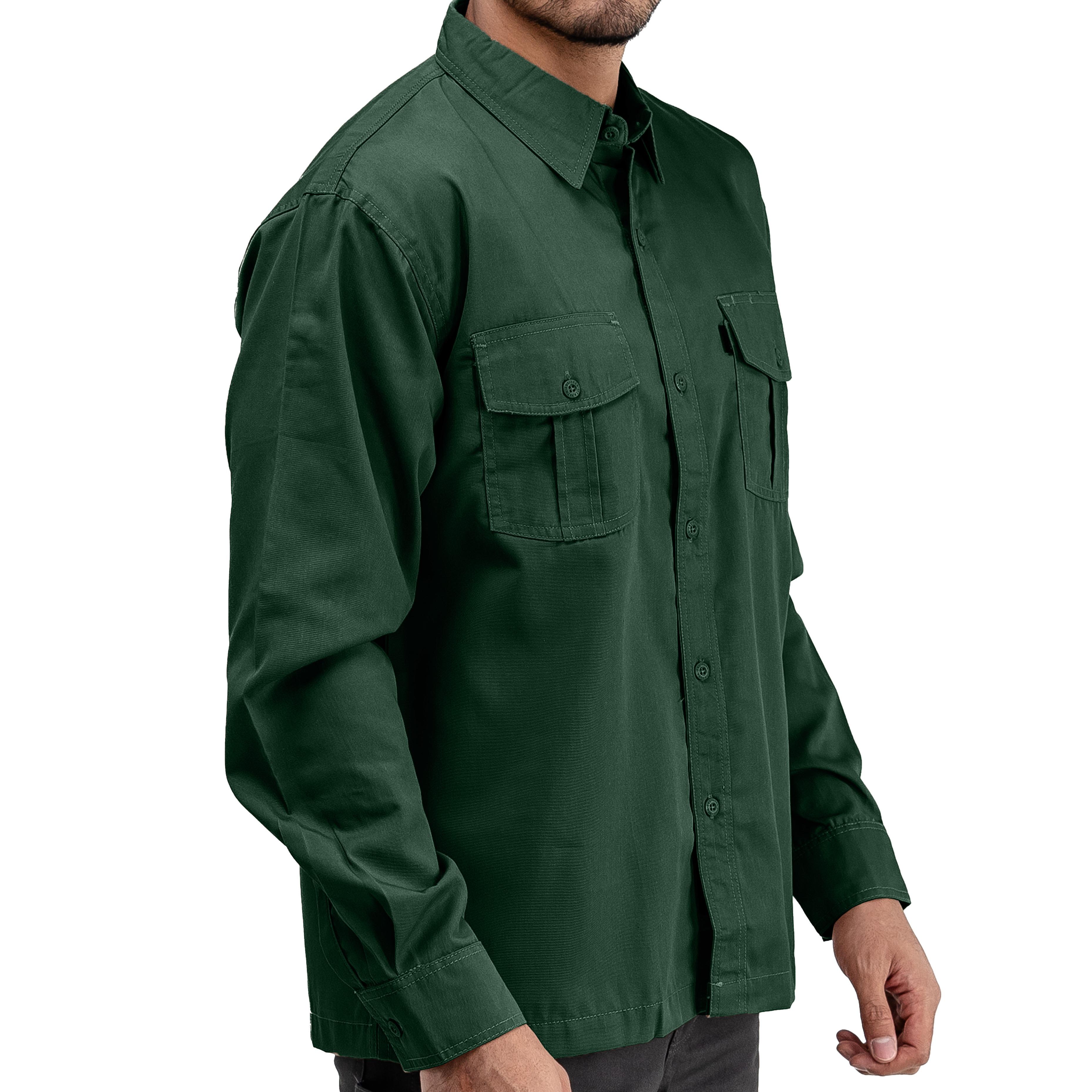 BASIC GREEN LS - Workshirt Basic Regular
