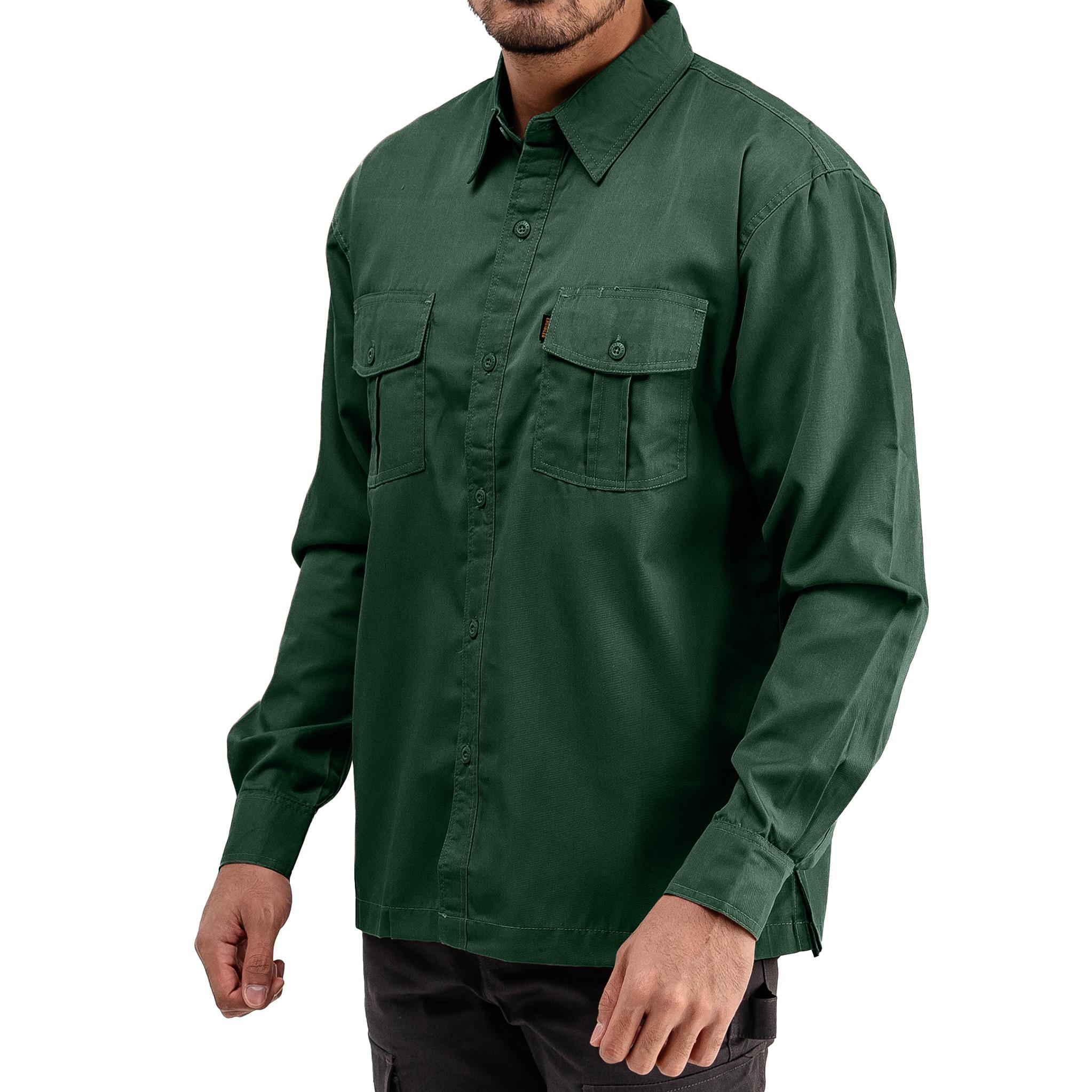 BASIC GREEN LS - Workshirt Basic Regular