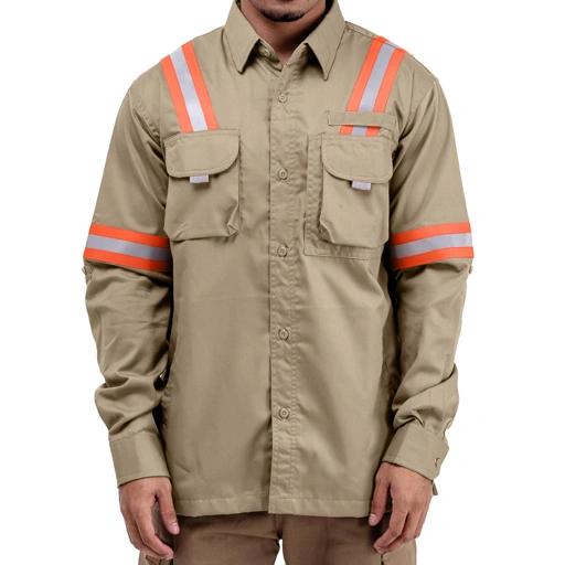 Image of LOGGING KHAKI - Safety Reflector Fieldshirt