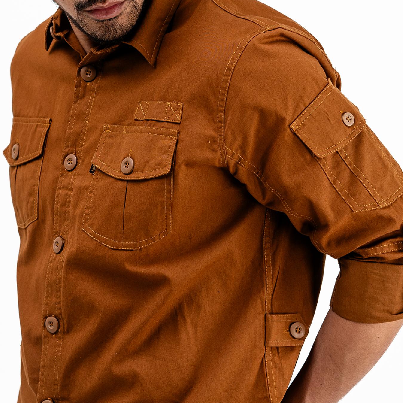 TRACTOR BROWN - Casual Canvas Workshirt