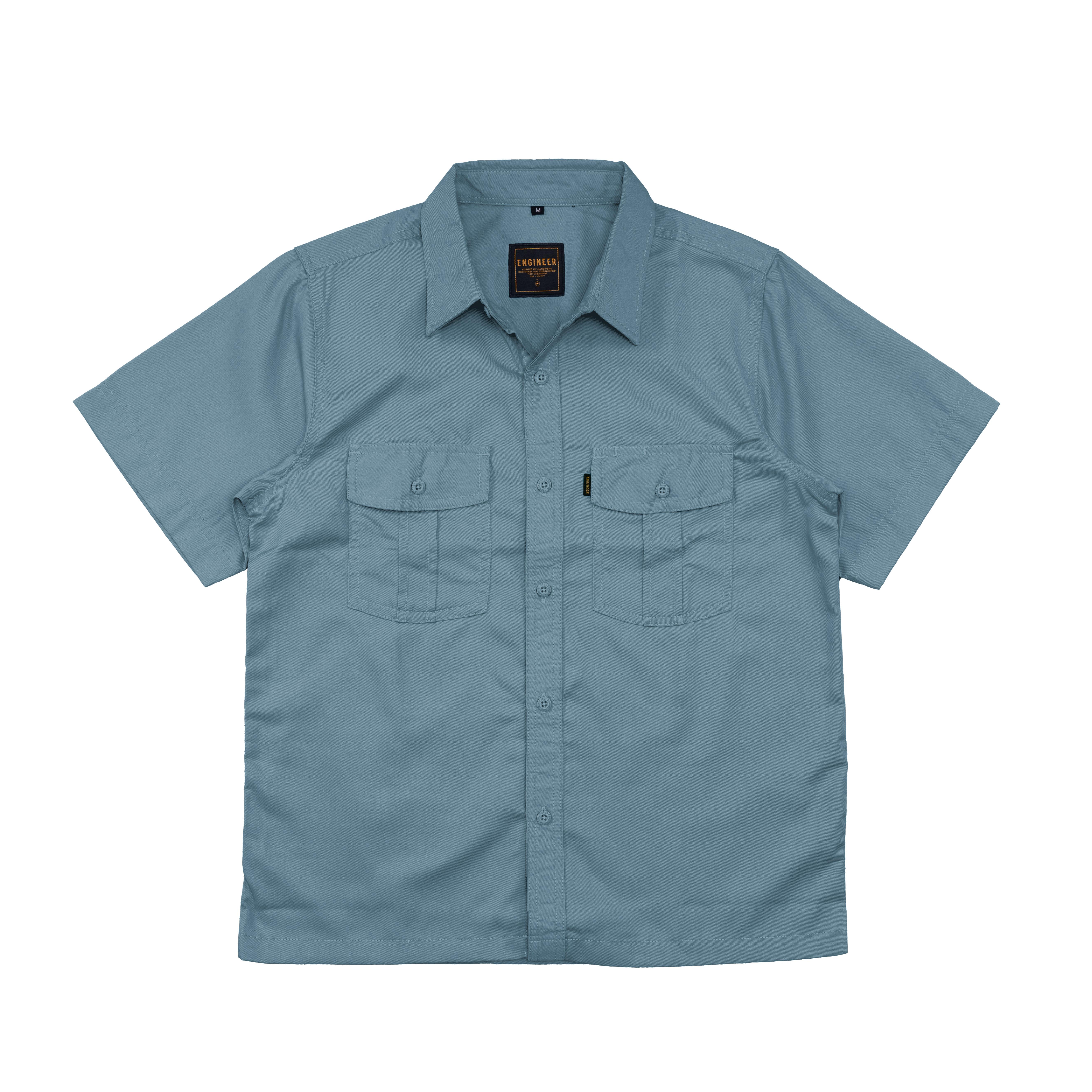 BASIC PEACOCK BLUE - Workshirt Basic Regular Short Sleeve