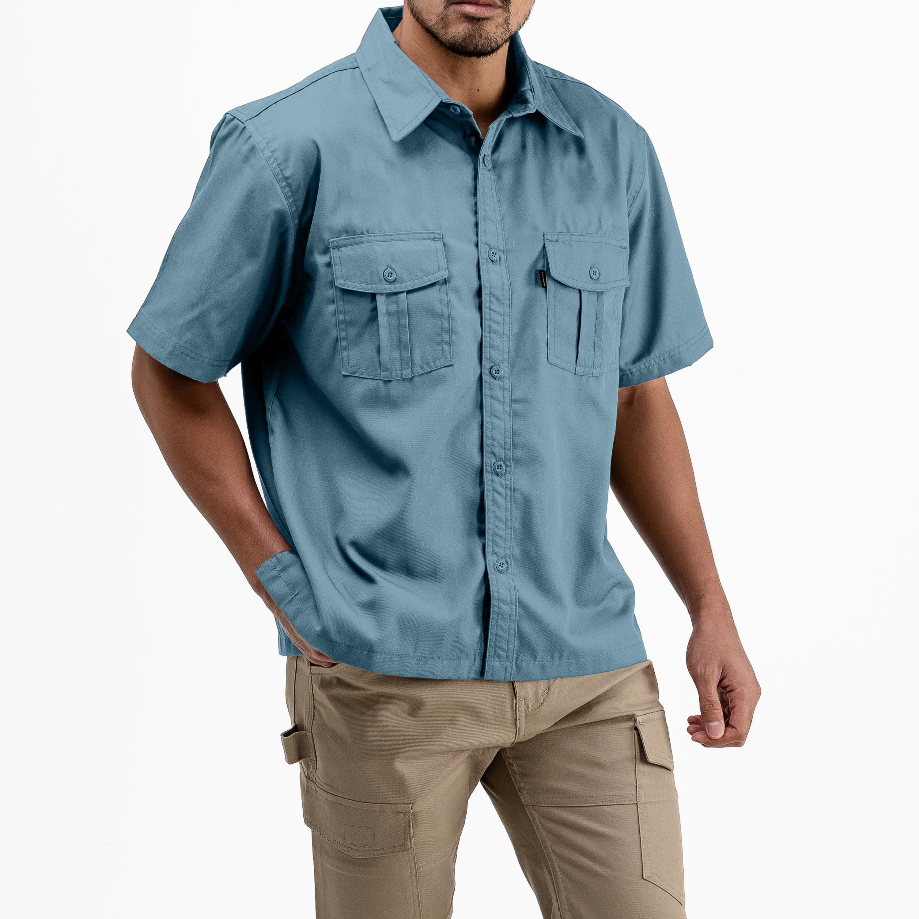 BASIC PEACOCK BLUE - Workshirt Basic Regular Short Sleeve