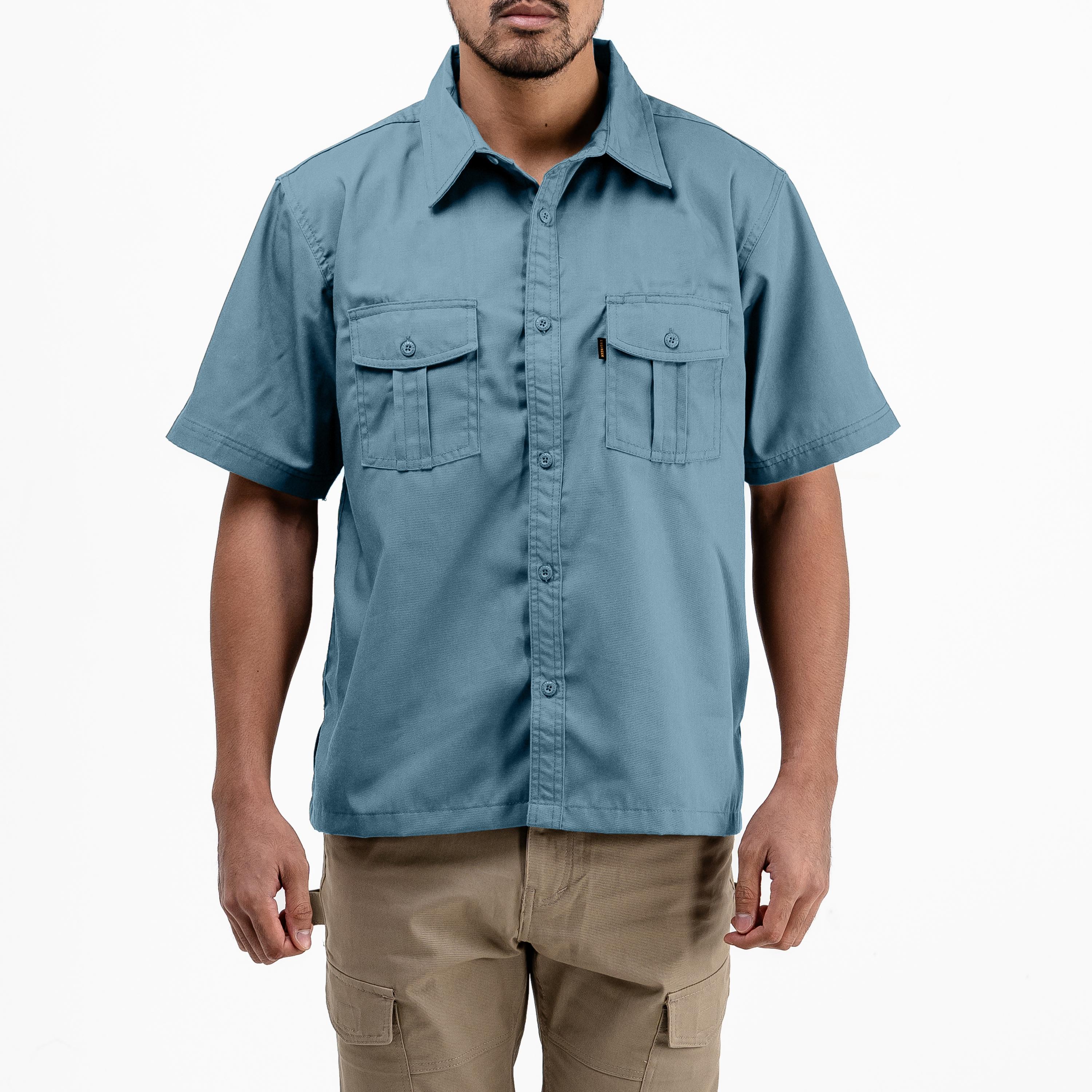 BASIC PEACOCK BLUE - Workshirt Basic Regular Short Sleeve