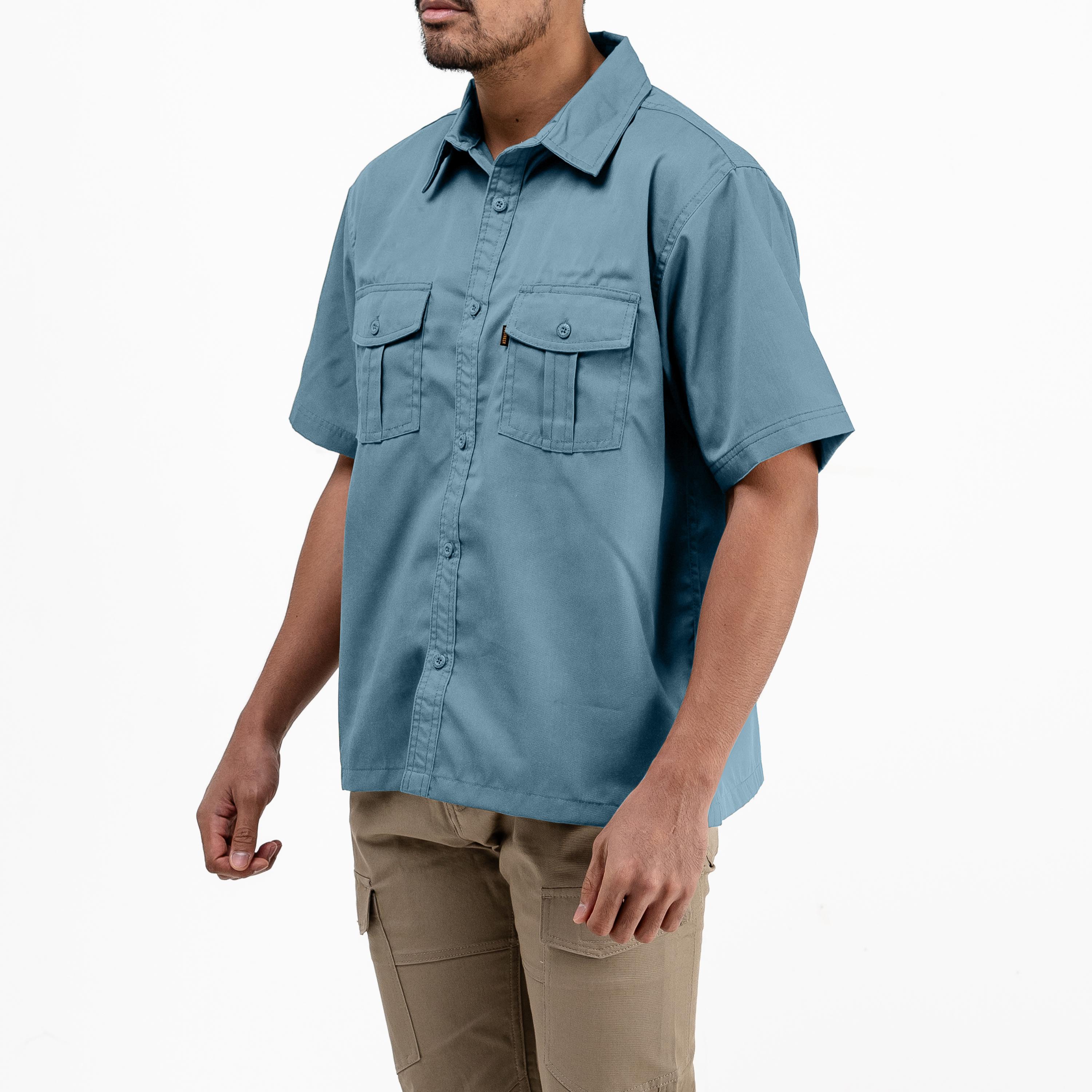 BASIC PEACOCK BLUE - Workshirt Basic Regular Short Sleeve