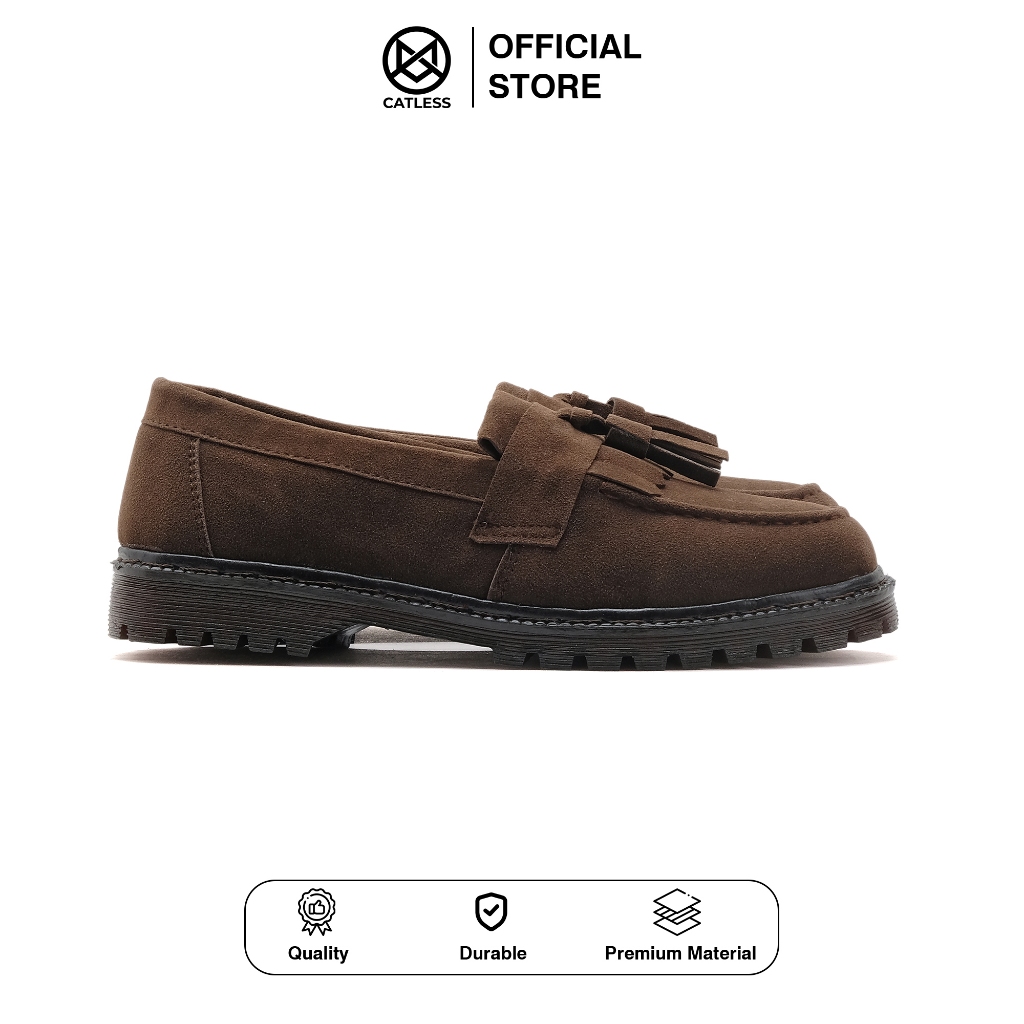Sepatu Catless Suede Berlin Brown - Sepatu Slip On Pria Loafers Boots Suede
