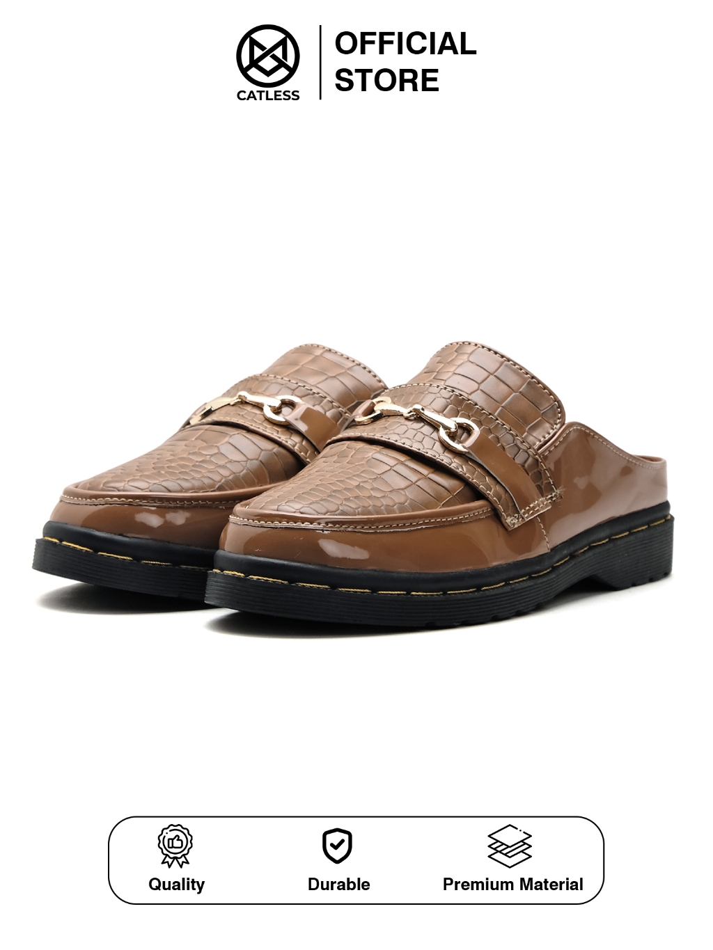 Catless Latte Brown  - Sandal Slip On Loafers Boots Kulit Wanita