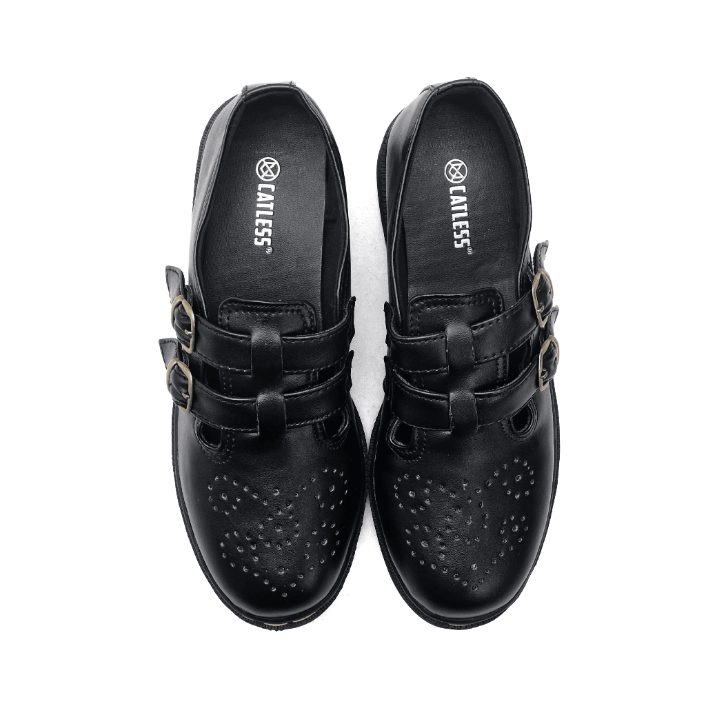 Sepatu Catless Valencia Black - Sepatu Slip On Loafers Boots Kulit Wanita