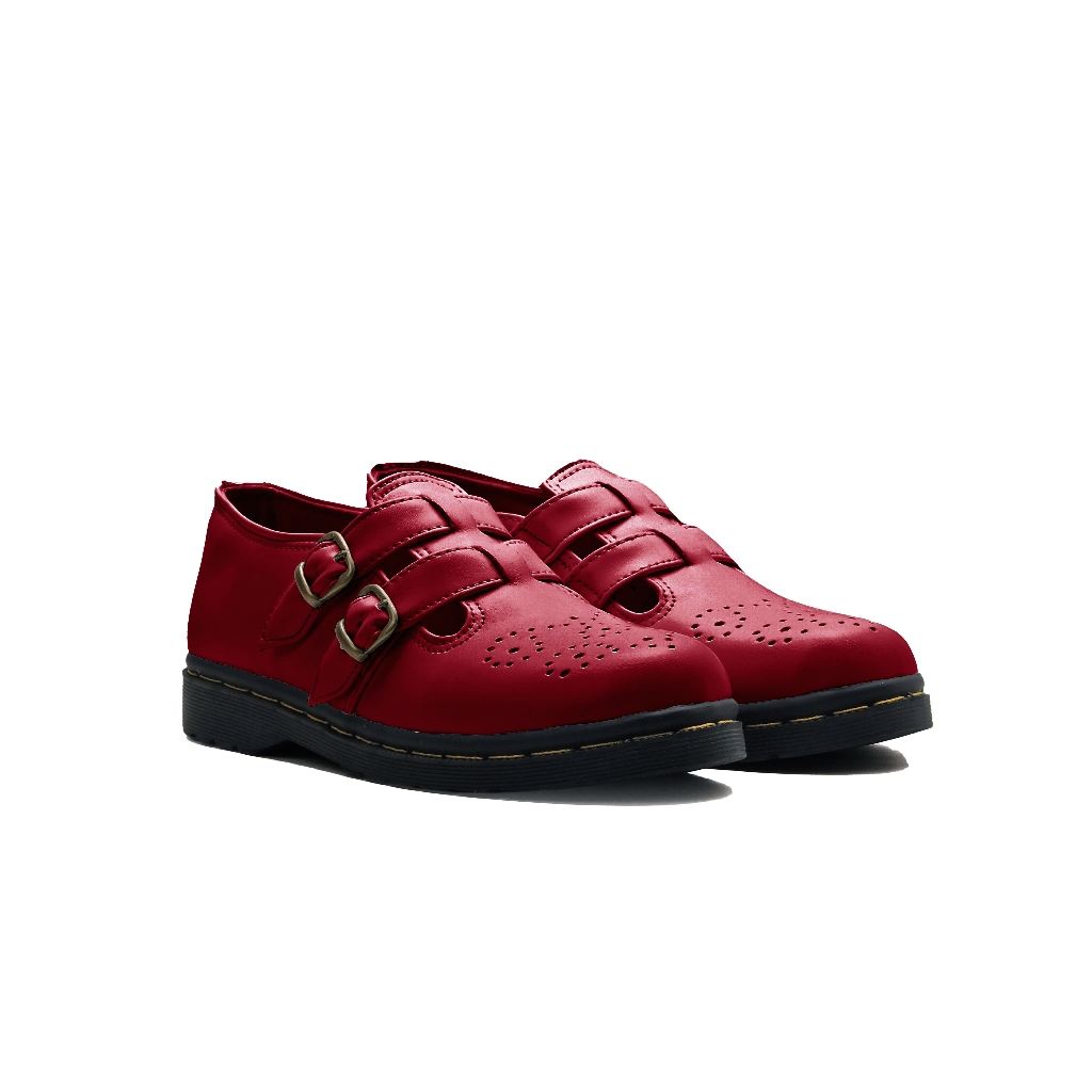 Sepatu Catless Valencia Maroon - Sepatu Slip On Loafers Boots Kulit Wanita