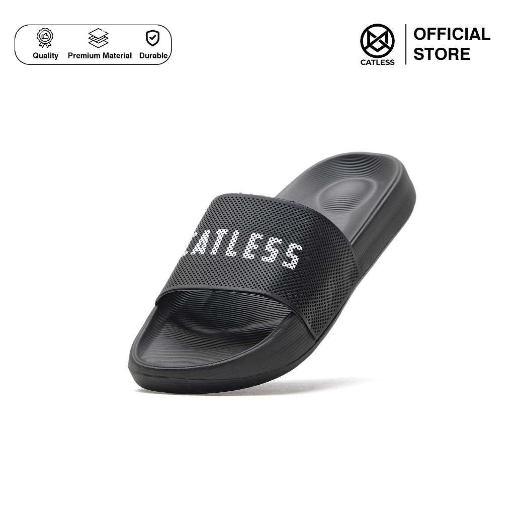 CATLESS Sandal Slip On Pria Karet - Sandal Slide Flip Flop - Sendal Slop - Jamie Hitam