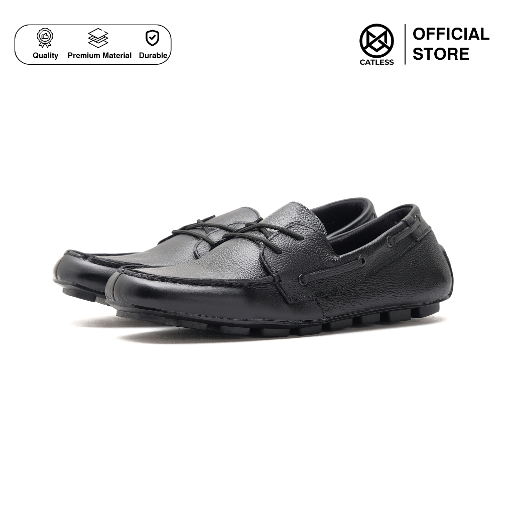 Catless Sepatu Mocassin Pria Walters Hitam | Sepatu Formal Casual Slip On pria Hitam