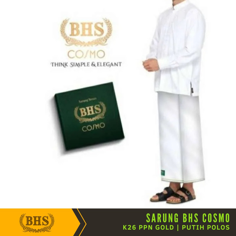 [Garansi Original] 10 Pcs Sarung BHS Cosmo Gold K26 PPN Polos Putih Bahan Viscose Blend Halus dan lembut