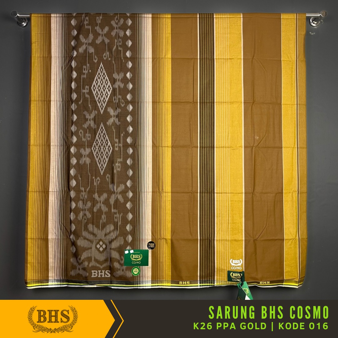 [Garansi Original] Sarung BHS Cosmo Gold Motif K26 PPA Selvedge Jacquard Bahan Viscose Blend Halus dan Lembut