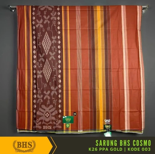 Image of [Garansi Original] Sarung BHS Cosmo Gold Motif K26 PPA Selvedge Jacquard Bahan Viscose Blend Halus dan Lembut