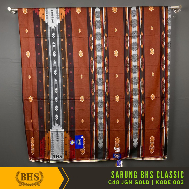 Sarung BHS Classic Gold Motif C48 JGN Jacquard Gunung Nusantara Bahan Mercerized Cotton Mix Halus dan Lembut [Garansi Original]
